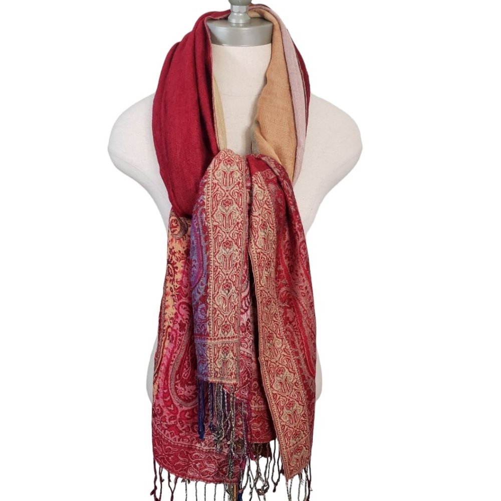 CT833 Pashmina Red Multicolor